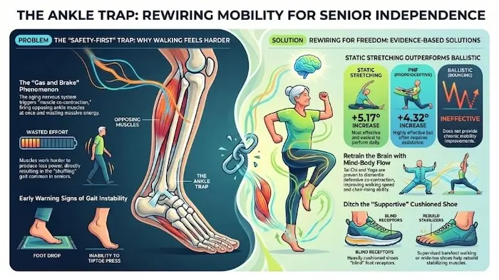 New Research Reveals Ankle Mobility, Not Weak Knees, is the Key to Senior Independence and Fall Prevention