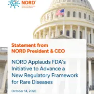 NORD Applauds FDA Initiative to Establish New Regulatory Framework for Rare Disease Drug Development